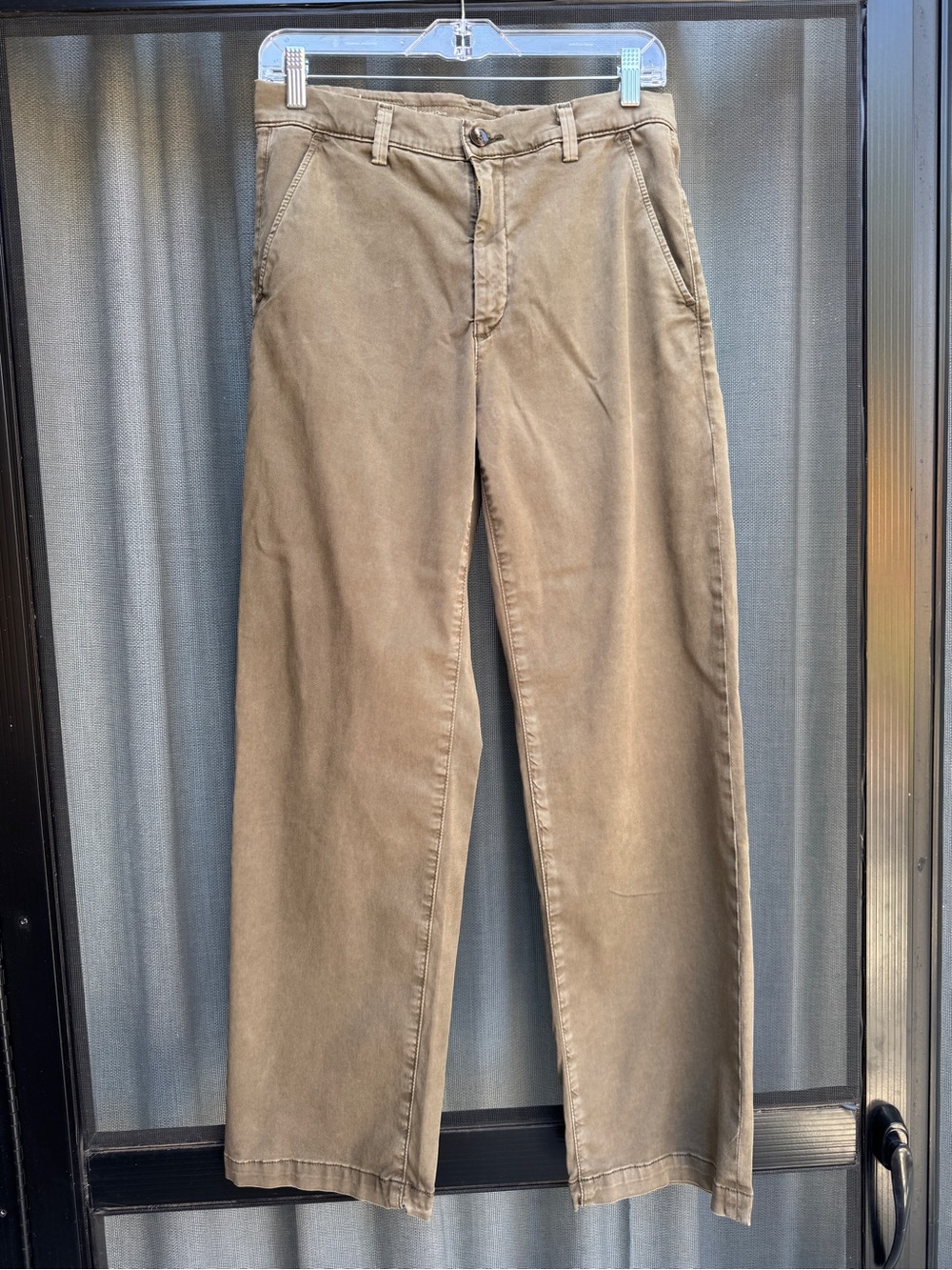 AG Adriano Goldschmied Caden Straight Pants 26 Olive Italian Fabric
